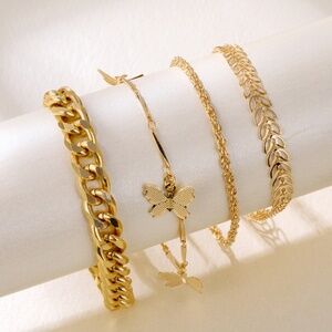 *KEZIAH* 4-Pc Gold Butterfly Fashion Bracelet Set